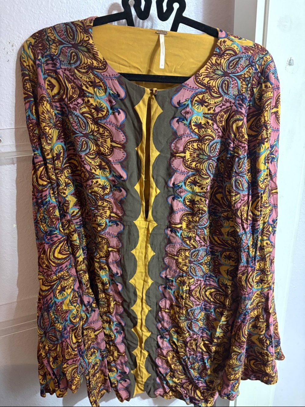 Free People Multicolor Paisley Midi Dress - Mustard, Pink, Olive